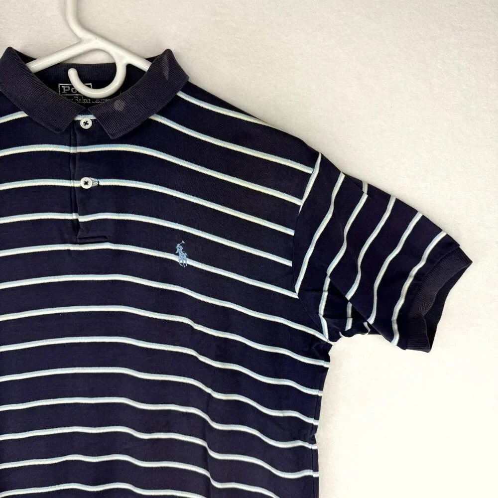 Polo by Ralph Lauren Blue Striped Polo‎ Mens Size L